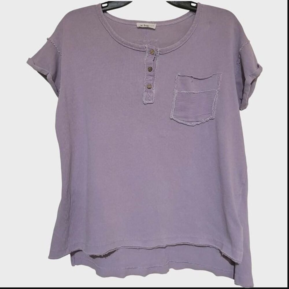 In Loom Oversized Small Womens Lavender Blouse Tee Cotton